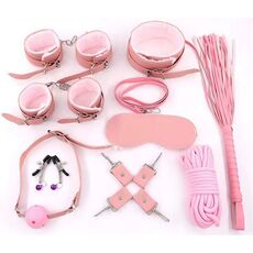 БДСМ набор 10 предметов, розовый с мехом 1