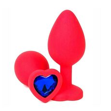 Красная пробка с синим кристаллом сердце, S 1
