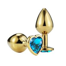 Золотая пробка с голубым кристаллом сердце, M 1