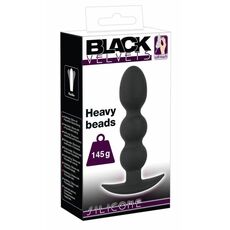Тяжелая анальная елочка на жесткой сцепке Black Velvets Heavy Beads 1