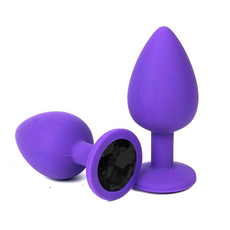 Фиолетовая силиконовая пробка с черным кристаллом, S 1