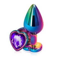 Анальная пробка с фиолетовым кристаллом сердце, M 1