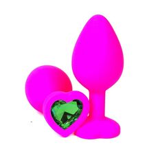 Розовая пробка с зеленым кристаллом сердце, M 1