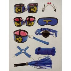 БДСМ-набор в коробке, синий с мехом, 10 предметов 1