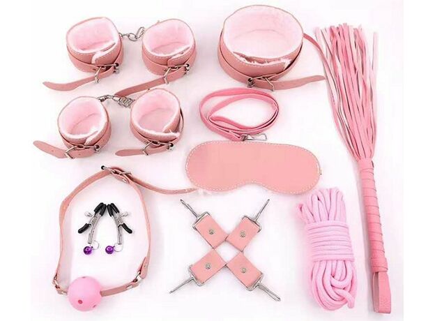 БДСМ набор 10 предметов, розовый с мехом 1