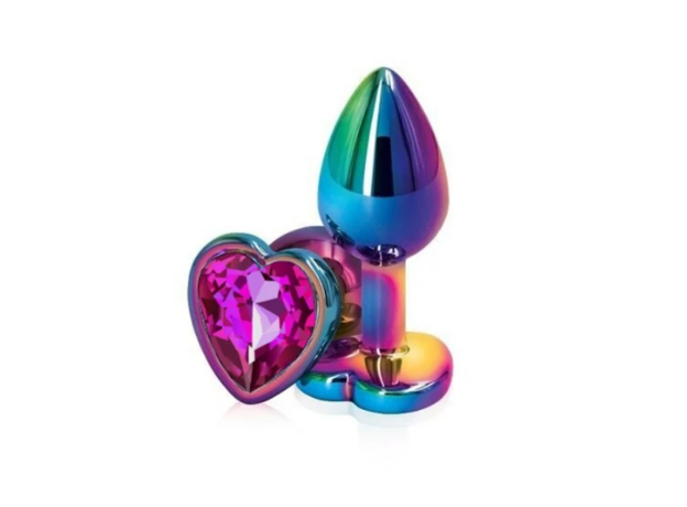 Анальная пробка с фиолетовым кристаллом сердце, L 1