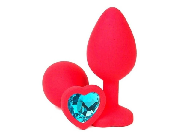 Красная пробка c голубым кристаллом сердце, M 1