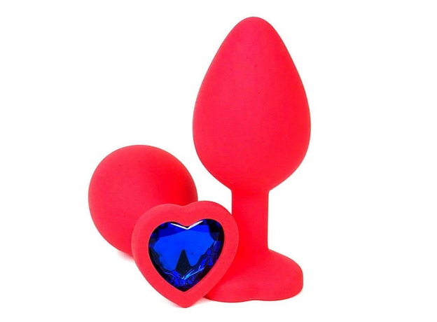 Красная пробка c синим кристаллом сердце, M 1