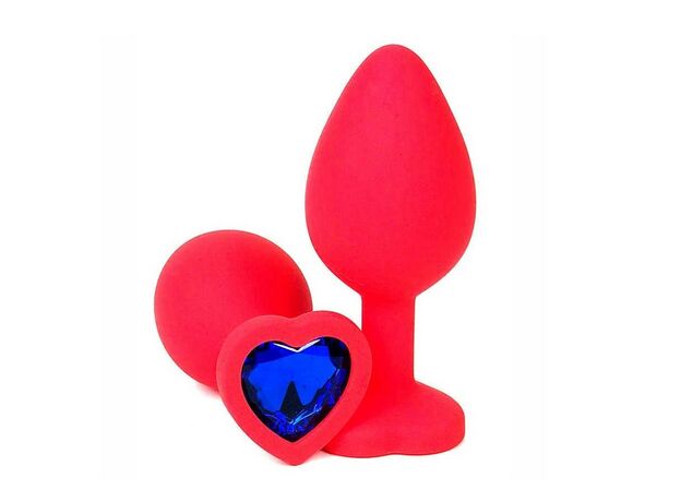 Красная пробка с синим кристаллом сердце, S 1