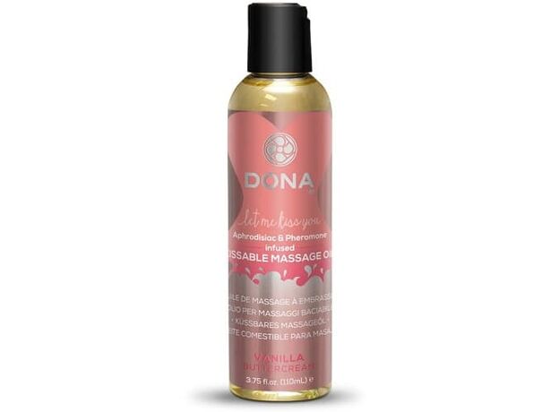 Вкусовое массажное масло с феромонами и ароматом "Ванильный крем" DONA Kissable Massage Oil 1