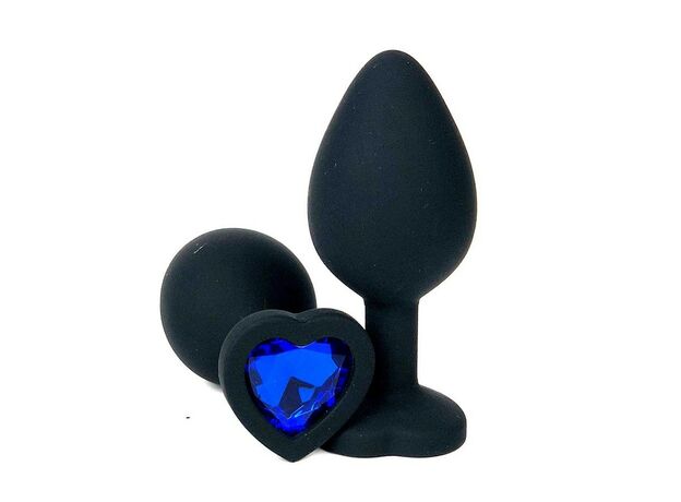 Черная пробка с синим кристаллом сердце, M 1