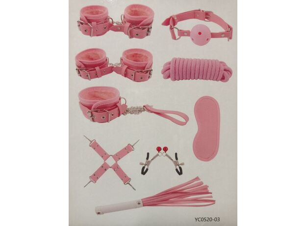 БДСМ-набор в коробке, розовый с мехом, 10 предметов 1