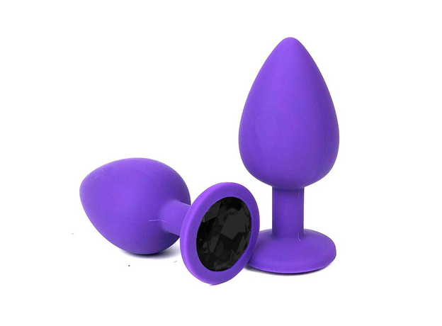 Фиолетовая силиконовая пробка с черным кристаллом, S 1