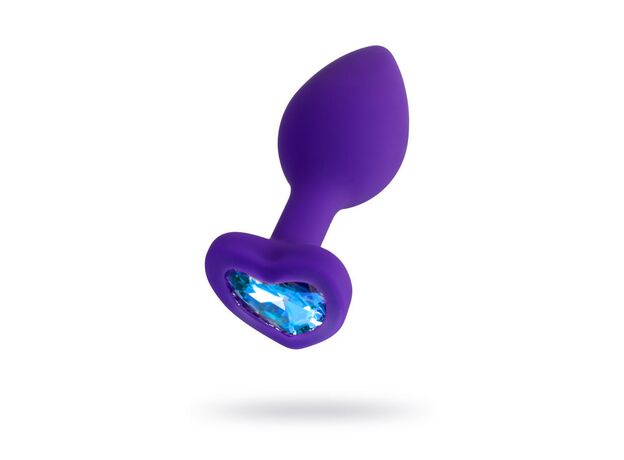 Фиолетовая пробка с голубым кристаллом сердце, S 1