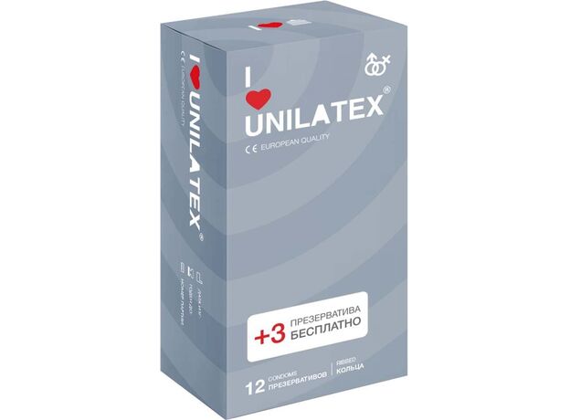 Презервативы ребристые Unilatex Ribbed, 12+3 шт 1