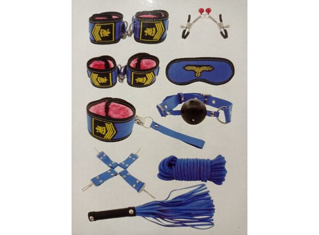 БДСМ-набор в коробке, синий с мехом, 10 предметов 2