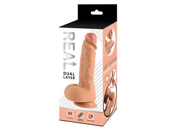 Реалистичный фаллоимитатор REAL Dual Layer, dual silicone, 20х4 см. 2